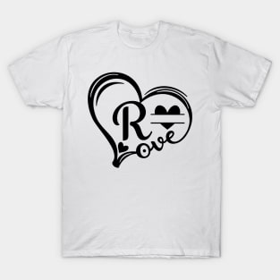 letter r monogram in the shape of love T-Shirt